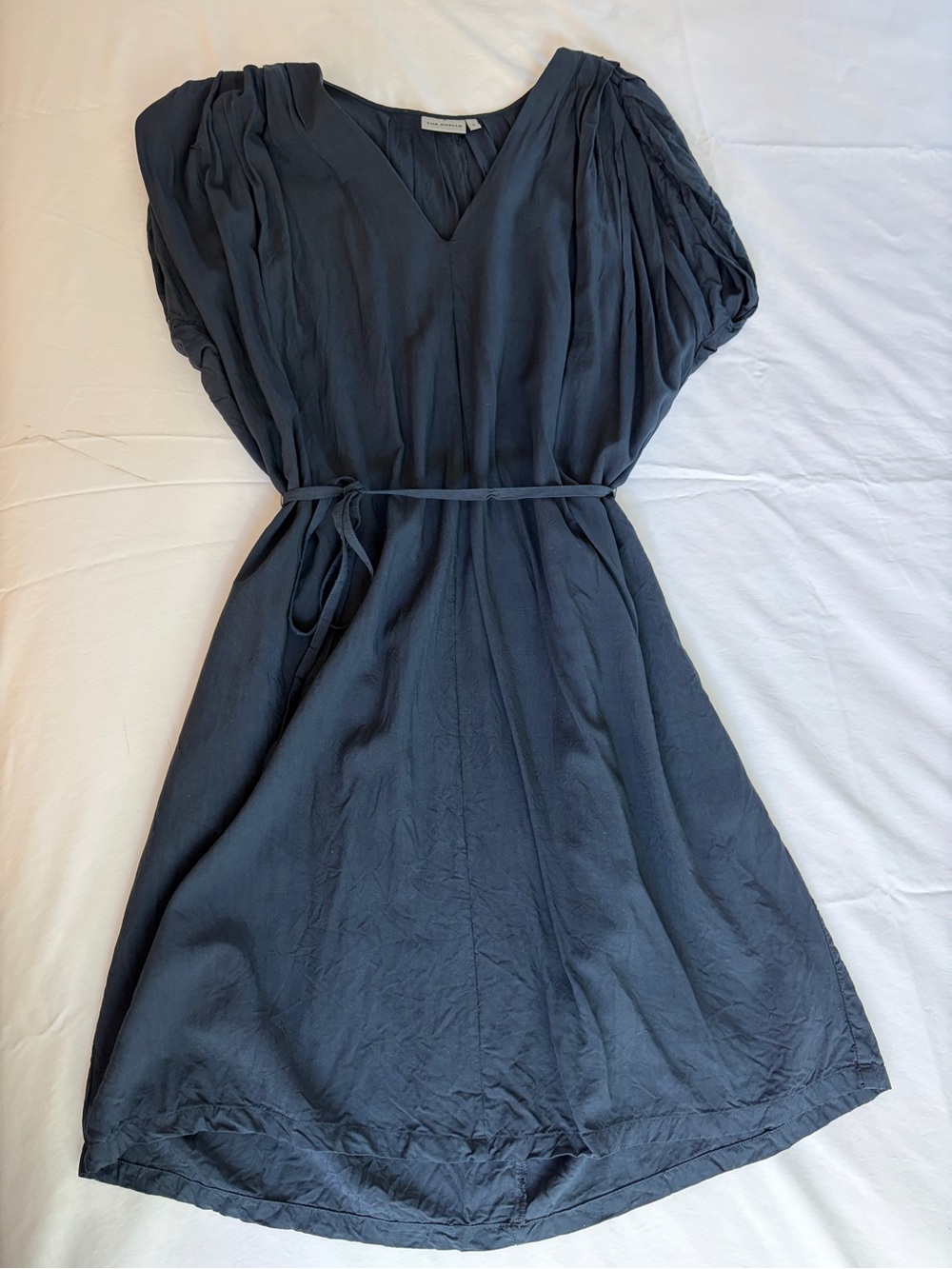 The Odells Blue Mini Dress - Pleated Neckline